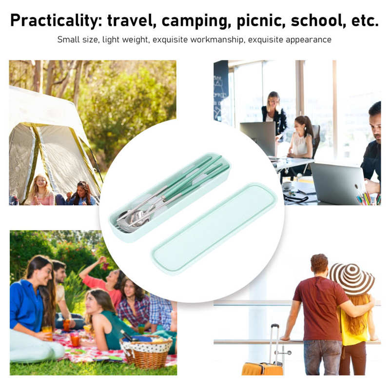 Utensils Set Fork Spoon Chopsticks Set Smooth Lightweight Pocket for Travel Camping