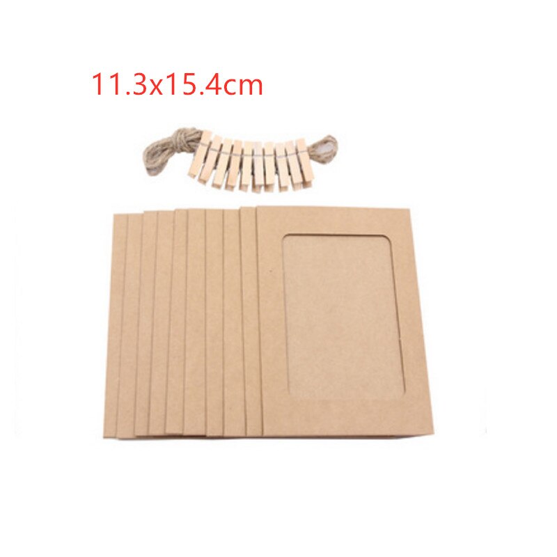 Photo Frame For Picture Wooden Photo Frame Clip Paper Picture Holder Wedding Wall Decor Graduation Party Photo Booth Props 10pcs: brown