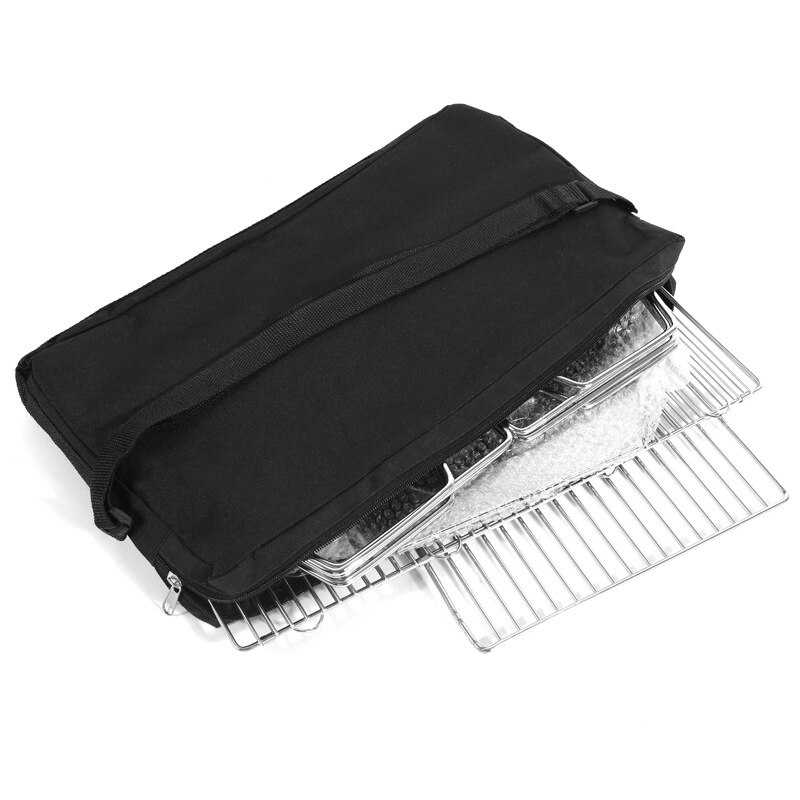 Square Wood Stove Outdoor Grill Mini Charcoal Stove Folding Grill Outdoor Camping Folding Barbecue Equipment Cooking Supplies