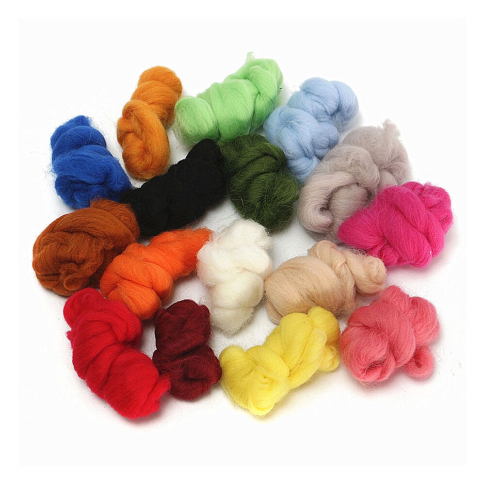 36 kleuren wollen rovingvezels wollen garen roving voor naaldvilten hand spinnen diy