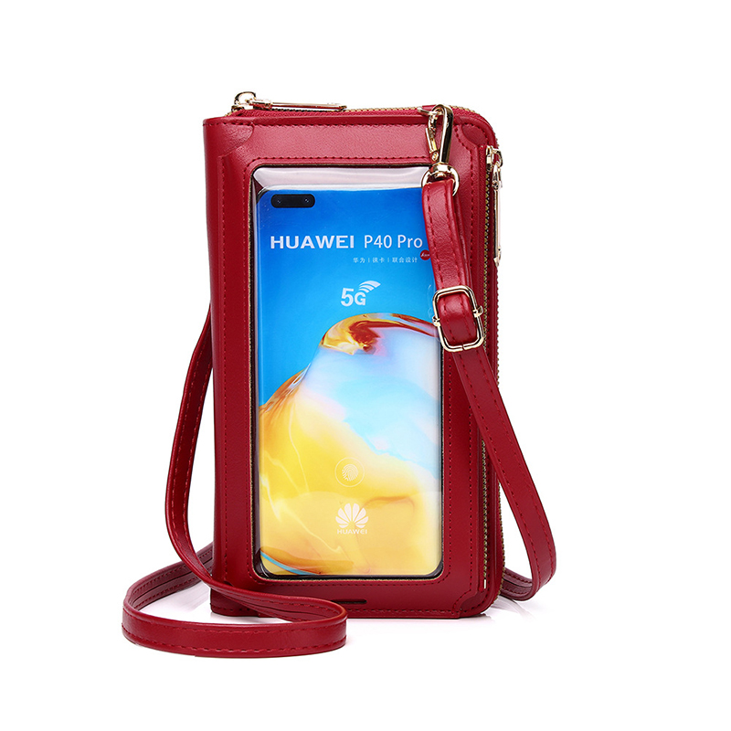 Vrouwen Multifunctionele Touch Screen Mobiele Telefoon Tas Grote Capaciteit Vrouwelijke Enkele Schouder Purse Casual Pure Kleur Dames Portemonnee
