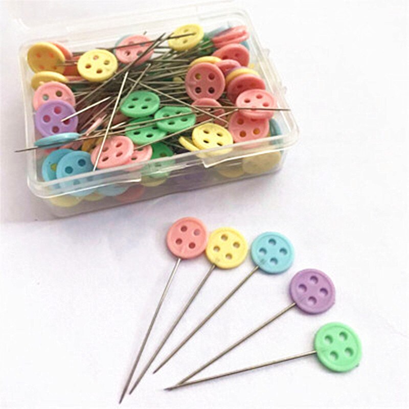 50pcs/Package Patchwork Needle Craft Flower Button Head Pins Embroidery Pins for DIY Quilting Tool Sewing Accessories: D