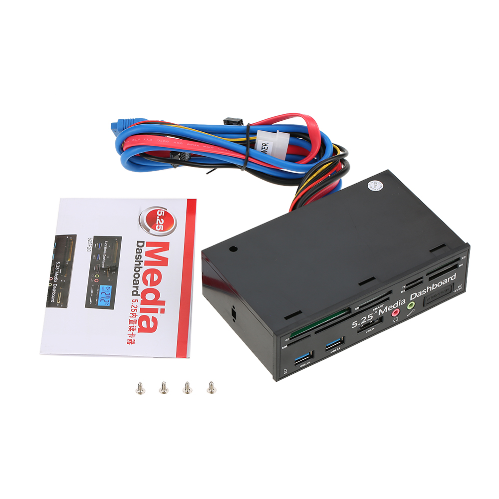 Multi-Function USB 3.0 Hub eSATA Port Internal Card Reader Dashboard Media Front Panel Audio for SD MS CF TF M2 MMC Memory Cards