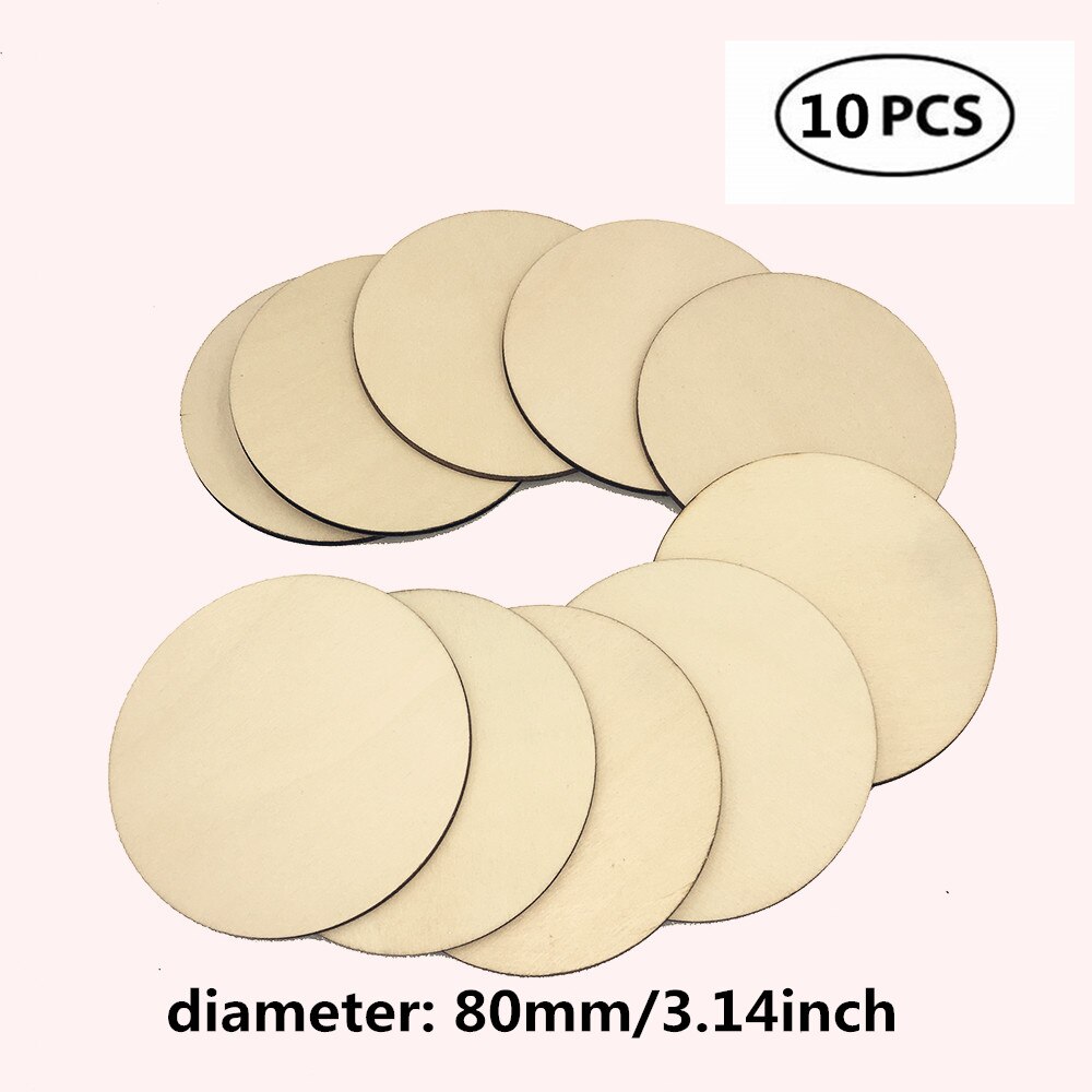 10-80mm Wood Disks Crafts Log Slices Discs Cutout Circle Round Large for Paint Wedding DIY Decoration: 10pcs 80mm 3.14inch