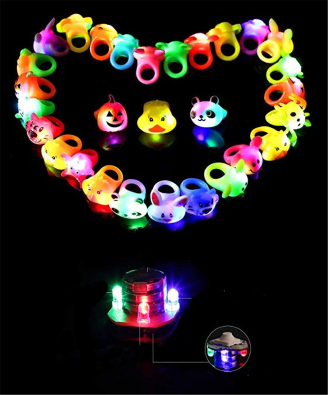 Birthday Party Favors for Kids Prizes Flashing 12 Pack LED Jelly Light Up Rings