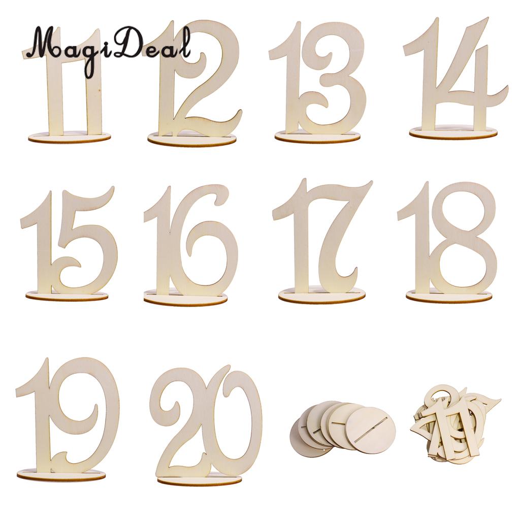 Drewniane okrągłe numery stołów wolnostojące na stół weselny: 11 to 20 