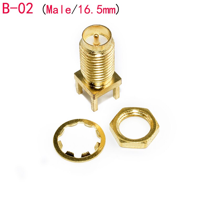 5Pcs SMA Male Female Jack Adapter Solder Edge PCB Straight Mount RF Copper Connector Plug Socket: B-02-Male-16.5mm