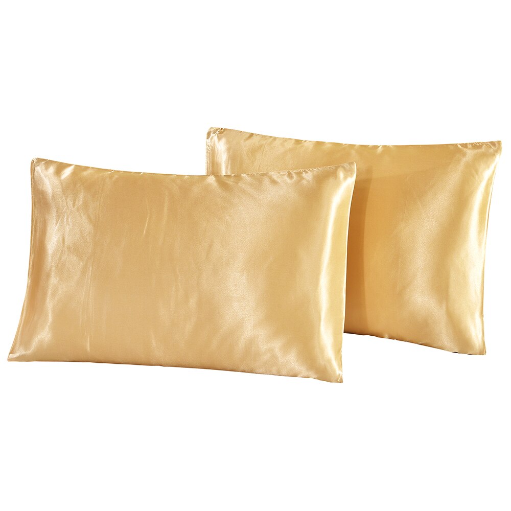1Pc Koningin Satijn Zijde Kussensloop Kussen Case Cover Thuis Beddengoed Smoothy Kussen Rechthoek Beddengoed Kussen: YELLOW