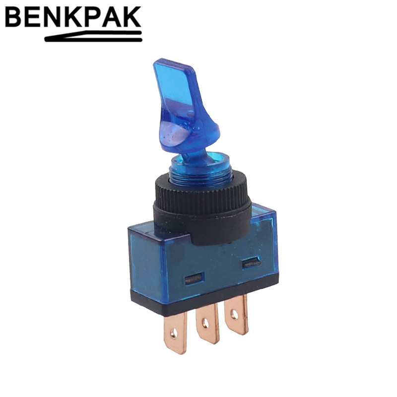 Interruptor de palanca automotriz de 3 pines ON-OFF con lámpara DC 12V 20A: Azul