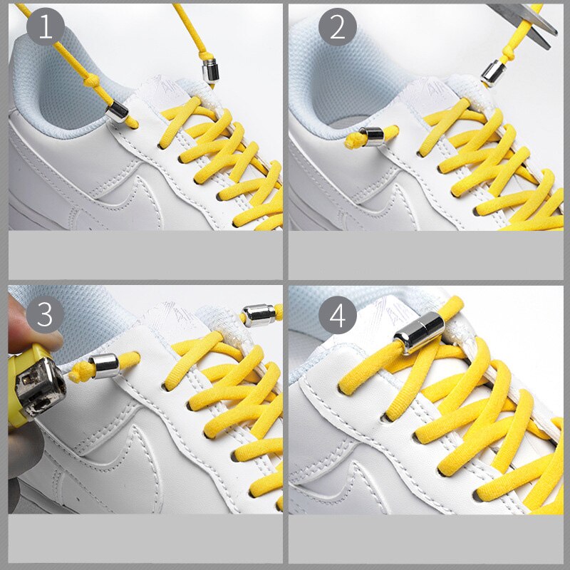 Cordones elásticos redondos sin lazos para niños y adultos, zapato Unisex, cordones para zapatillas, Color sólido, cierre rápido, 1 par