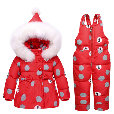 Kids Winter Jacket Overalls Down Jacket For Boys Girls Children Outerwear Toddler Baby Parka Jumpsuits Horse Coat Pant Set 2PCS: Red / 4