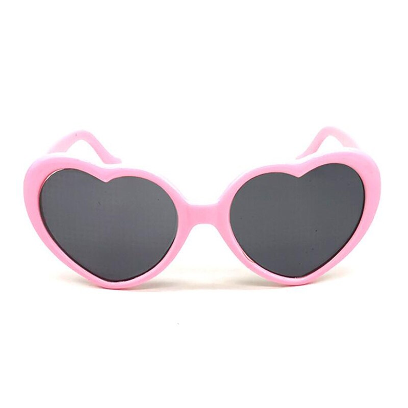 Love Heart Shaped Effects Glasses Watch The Lights Change to Heart Shape At Night Diffraction Glasses Women Sunglasses: Pink