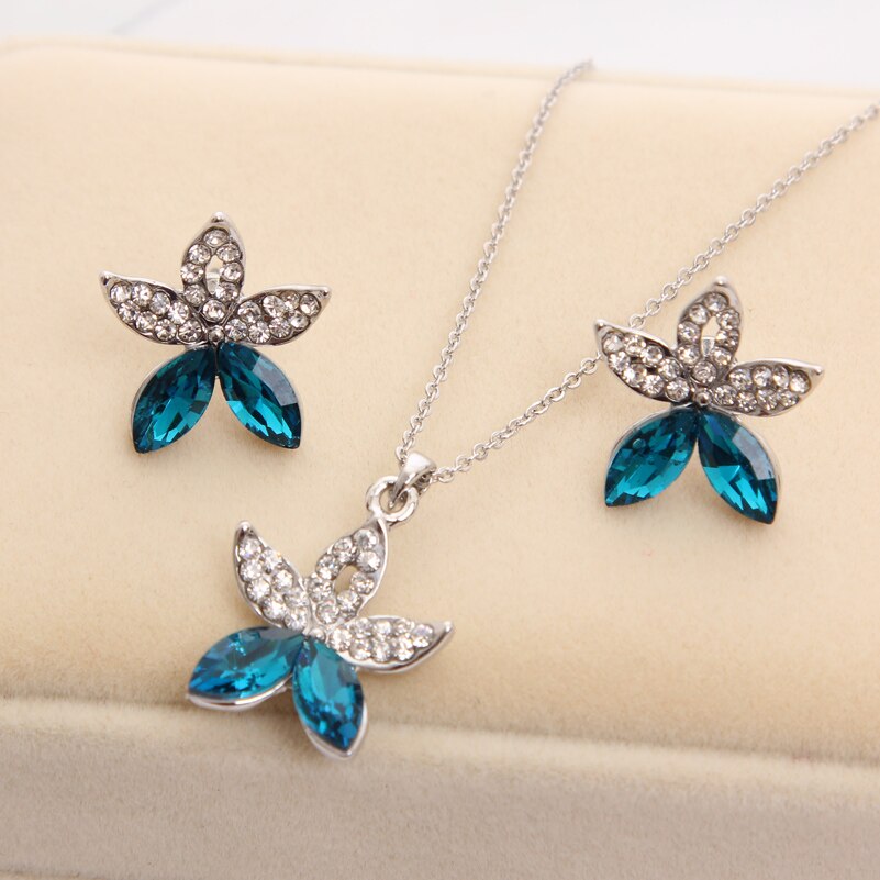 Star Jewelry Sets Stud Earrings Crystal Jewelry Set Rhinestones For Women Pendant Necklace/Earrings/ Sets For Women Wedding: F373