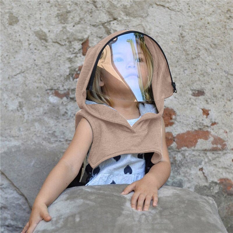 Babymasker met volledig gezicht, muts, muts, transparante sjaal, unisex muts, wintersjaal, warme, unisex anti-stofmasker met volledig gezicht: Khaki