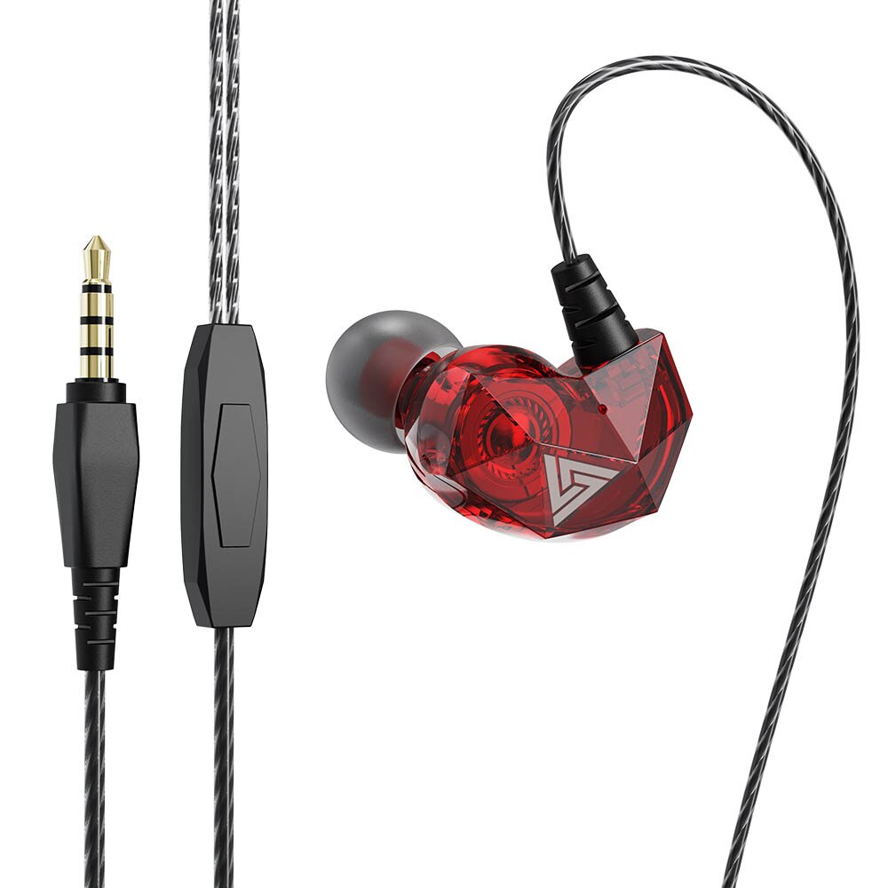 Qkz ak2 moda portátil 3.5mm com fio fone de ouvido in-ear fones de ouvido música esportes fones de ouvido com microfone para o telefone computador portátil: Vermelho