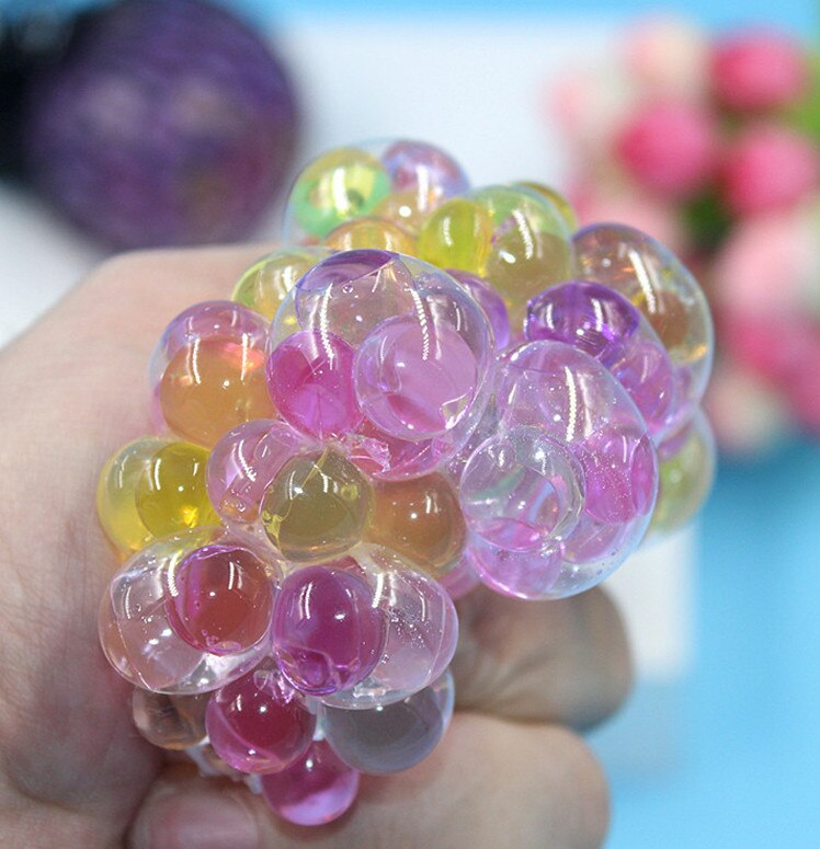 3 stücke Farbige Ball 6,5 cm Kristall entlüften Drückt Farbigen Perle Ball Dekompression Trauben Ball Kann Selbst-Klebstoff auf Glas Spielzeug
