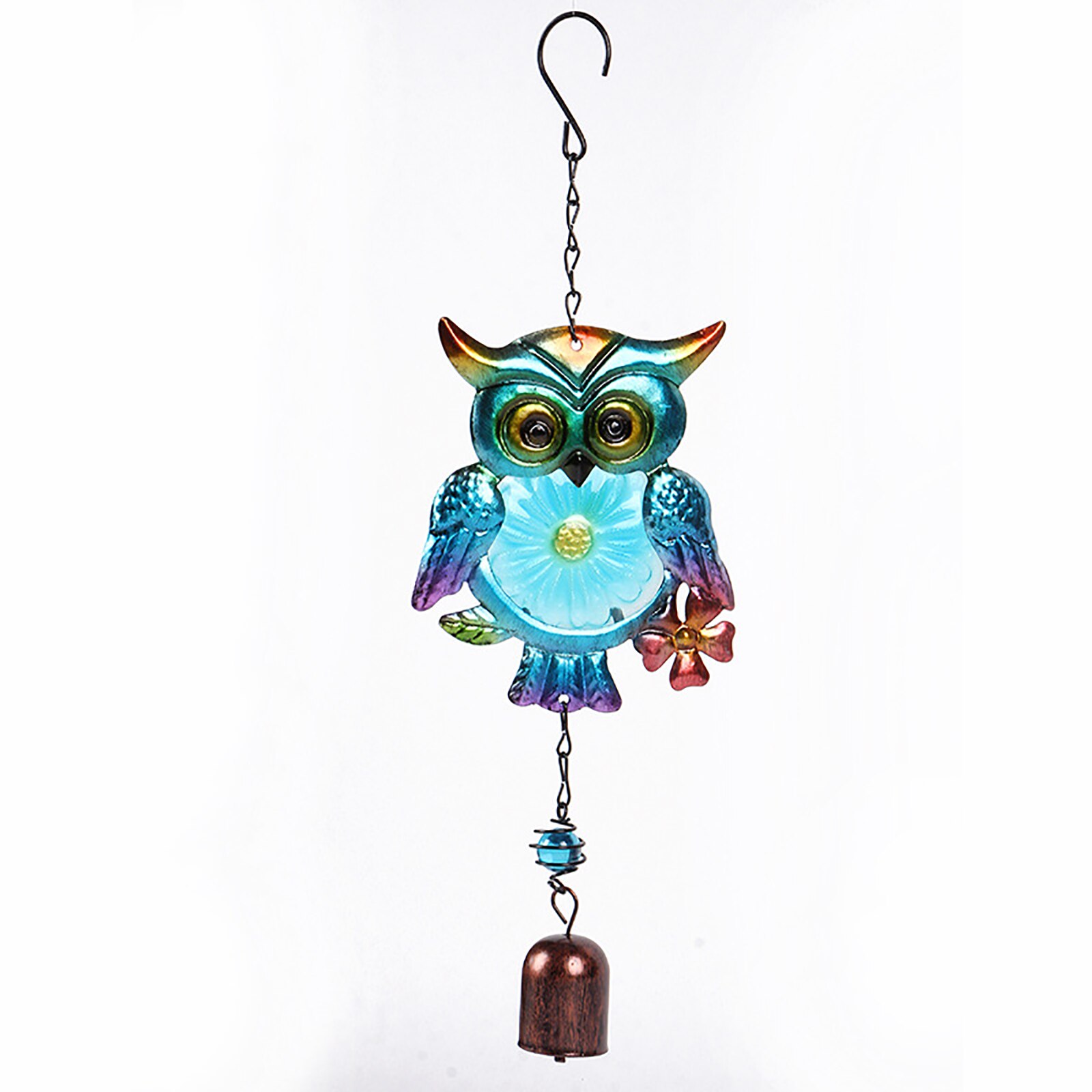 Windgong, Cartoon Uil-Vormige Windbell Decoratieve Hangers Ornamenten Voor Home Office Cafe Winkel, blauw/Geel/Rood: A