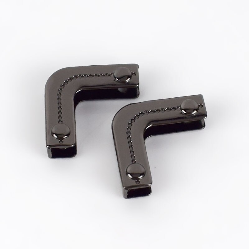 10/20 stücke Metall Tasche Ecke Handtaschen Gurt Abdeckung Verschluss Schutz Ecken Dekor Ende Clips DIY Rand Streifenbildung Hardware- Zubehör: 25mm-20Stck / GunBlack