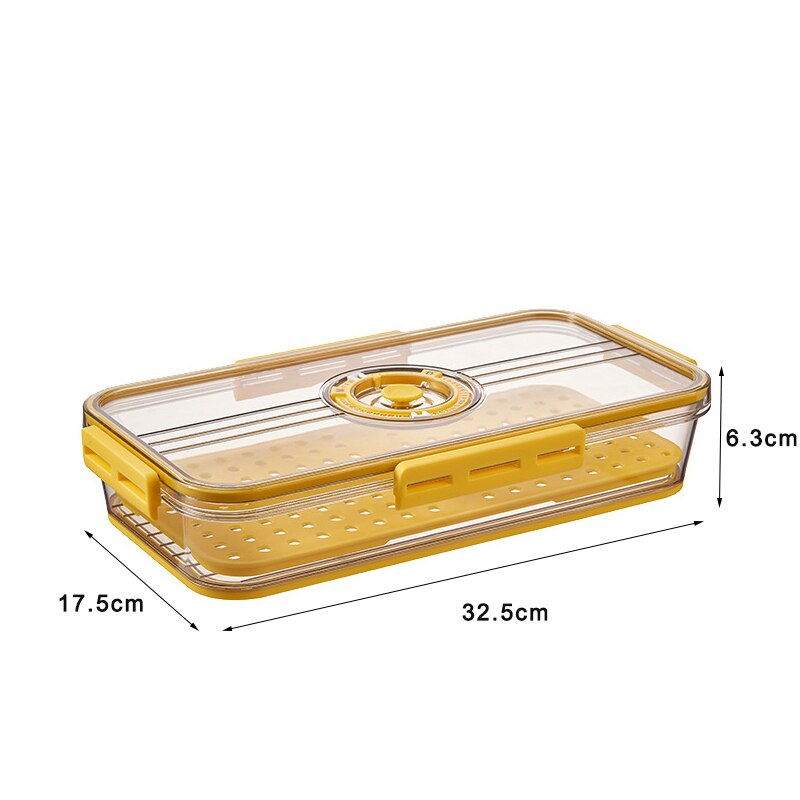 Refrigerator Storage Box Kitchen Storage Containers for Food Vegetable Fruit Timekeeping Frozen Storage Box Freezer Sealed Box: Yellow 7007