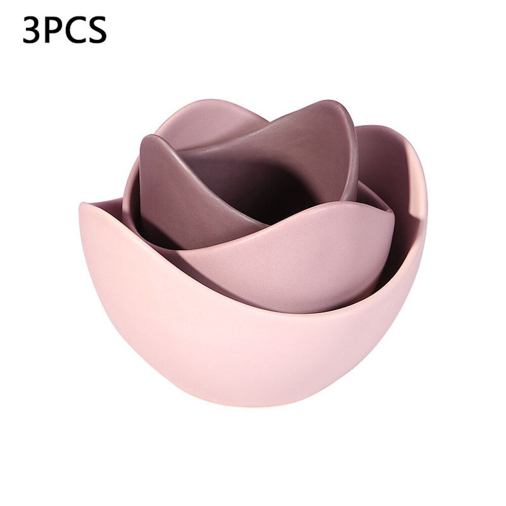 Frugt plade lotus keramiske skål fade og plader sæt hjem dekoration opbevaring fad frugt sæt keramiske fade sæt: Lyserød 3 stk