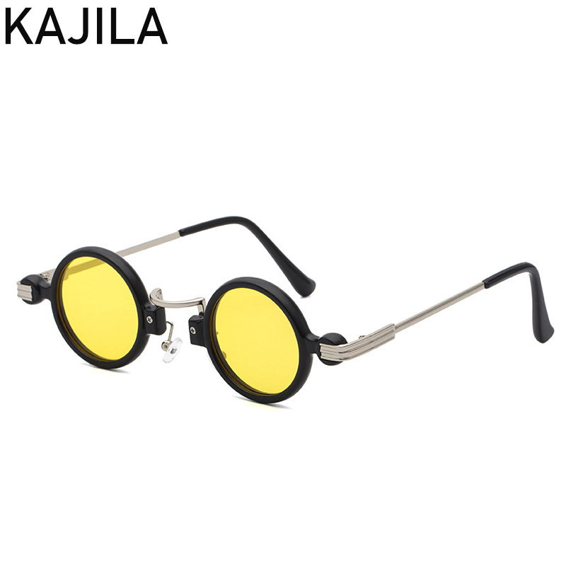 Vintage Small Round Steampunk Sunglasses Men Luxury Brand Punk Sun Glasses For Male Eyewear Shades Lentes De Sol: Yellow
