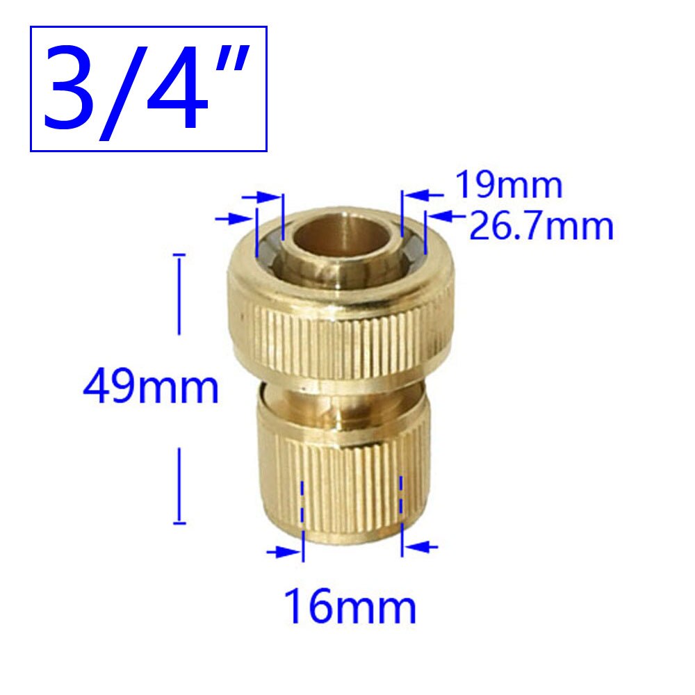 1/2&quot; 5/8&quot; 3/4&quot; Garden Quick Connector Brass Copper Thread Joint Irrigation Hose Waterstop Fittings Watering Tube Adaptor 1pc: 3I4