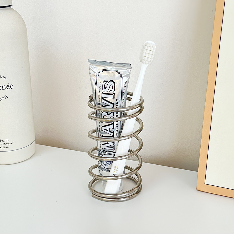 Stainless Steel Toothbrush Holder Metal Bathroom Accessories Tool for Toothpaste Makeup Brush Storage Rack Home Decoration