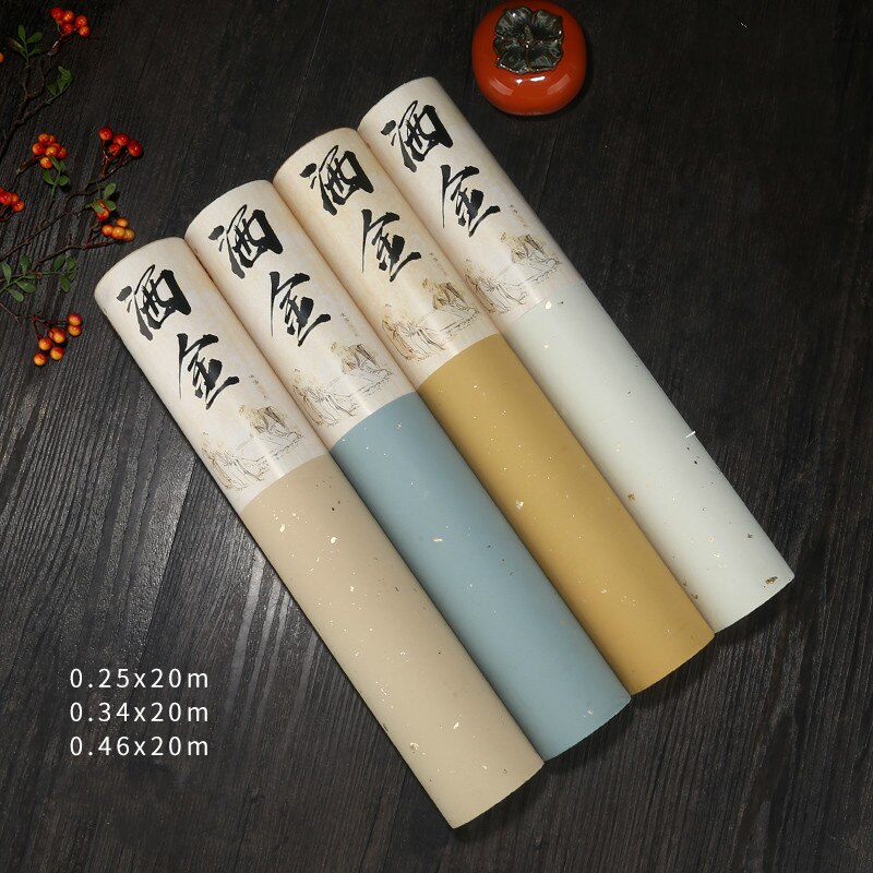 Antique Batik Xuan Paper Long Scroll Half-Ripe Rice Paper Regular &amp; Cursive &amp; Seal Script Brush Calligraphy Practice Paper