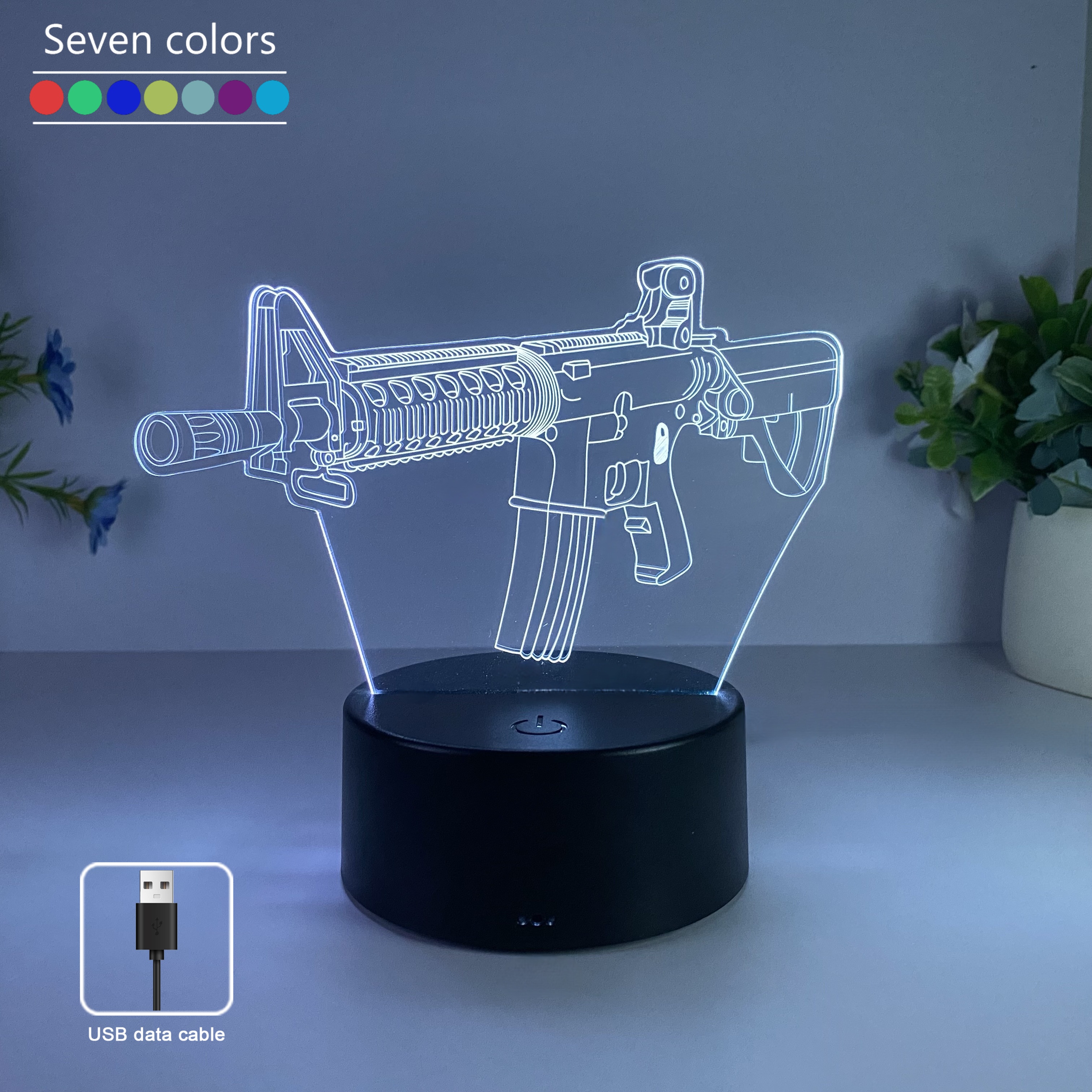 1 Stück Maschinenpistole Modellierung Nachtlicht, USB-Atmosphäbetreffend Tischleuchte, Weihnachtsgeschenk Tischleuchte für Freunde.