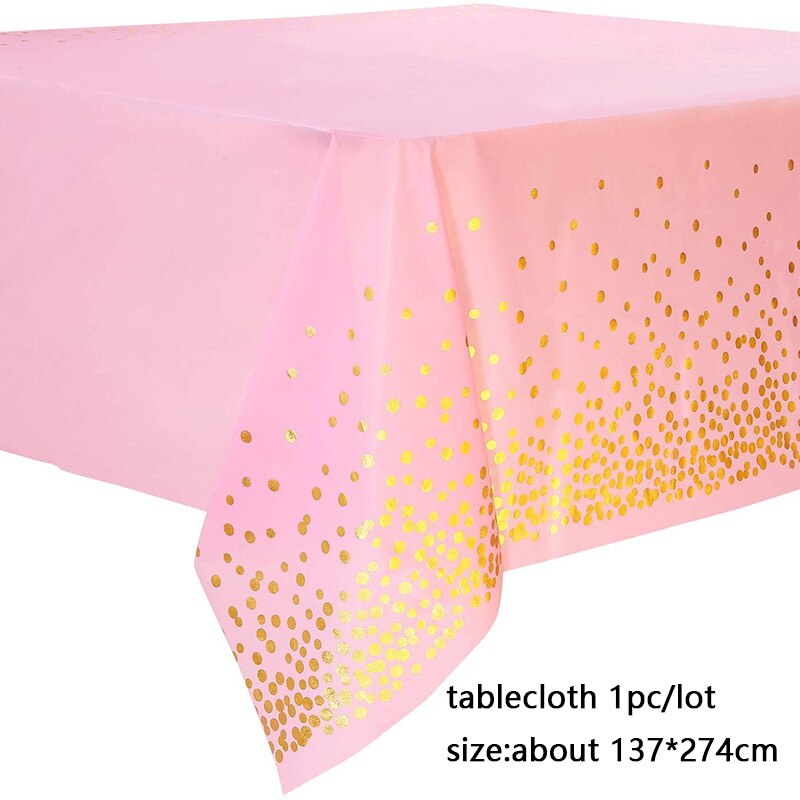 137*274Cm Plastic Rose Gold Dot Gilded Tafelkleed Verjaardag Feestartikelen Wegwerp Tafelkleed Cover Bruiloft Decoratie: C