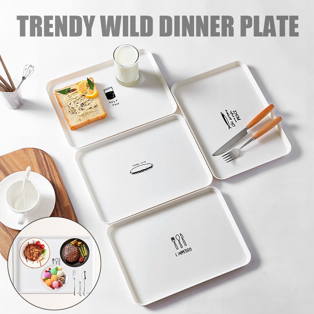 Nordic Style Home Breakfast Tray PlasticTea Tray Dinner Tray Dessert Small Tray Storage Trays Kitchen Organizer