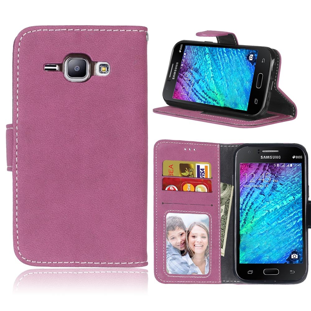 Voor Samsung Galaxy J1 J1 J100 J100F J100H Leather Wallet Flip Cases Siliconen Telefoon Cover Voor Samsung J1 SM-J100FN coque: Rose