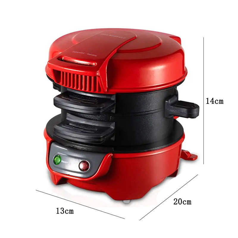 3-i-1 Frukostmaskin - Stek Ägg, Baka Bröd, Gör Hamburgare - 600-800W, 2 Skivor