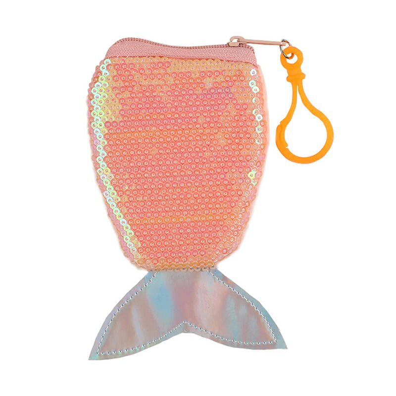 Women Kids Girl Sequins Mermaid Tail Coin Purse Mini Wallet Clutch Bags Holder Handbag Storage Birthday Christmas: Orange