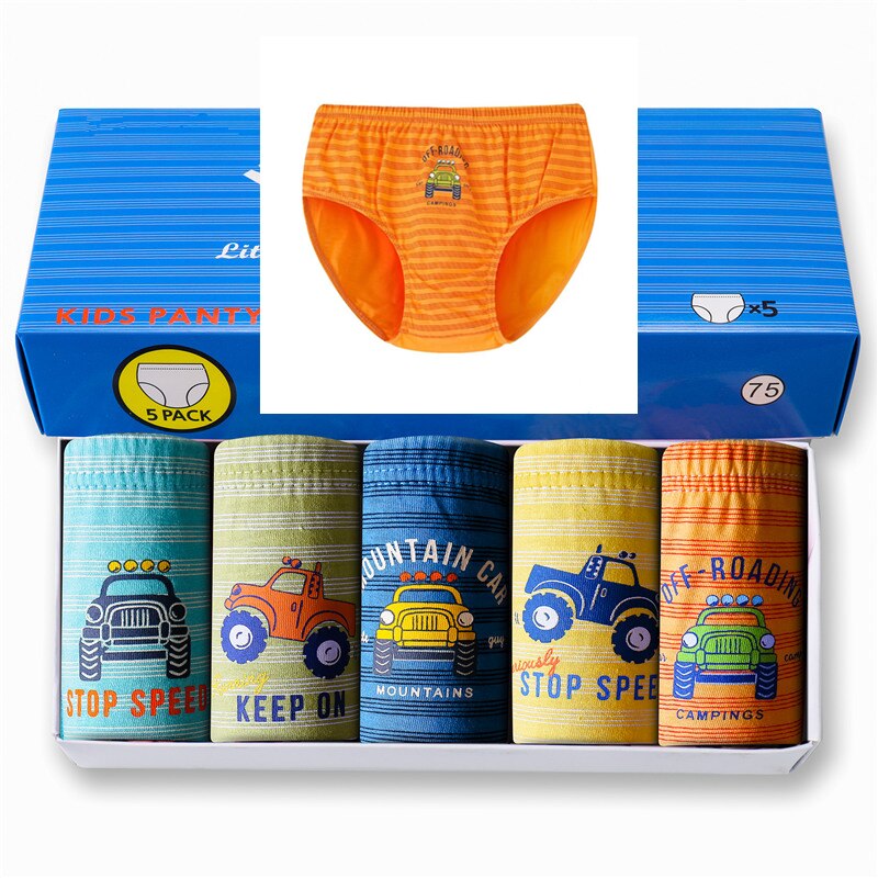 5 stk stribede #39 undertøj bomuld spandex orange stretchy trusser børnetøj 8 9 10 11 12 år gammel obu 203112