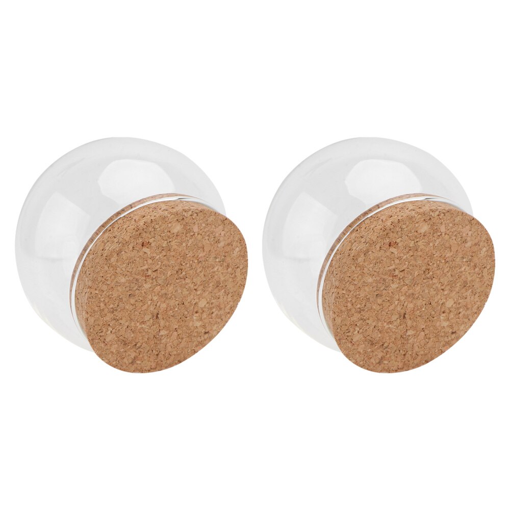 2pcs Round Shaped Glass Display Cover Glass Jar Container Preserved Flower Cover
