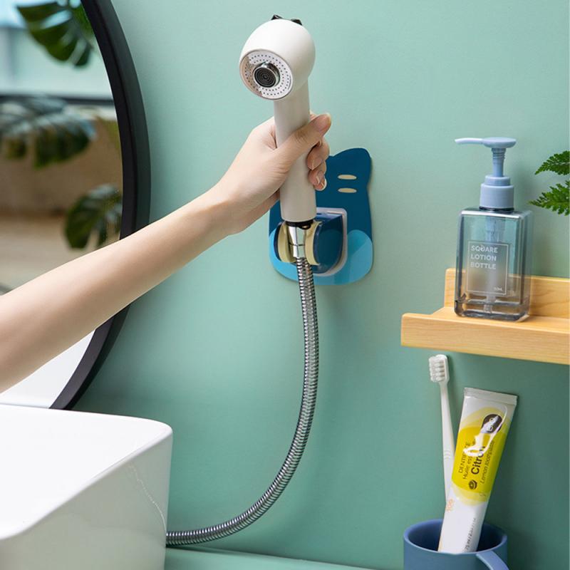 Cute Cartoon Shower Head Fixed Seat Frame Self-adhesive Wall Mounted Adjustable Suction Cup Nozzle Shower Bracket Mathroom Tools