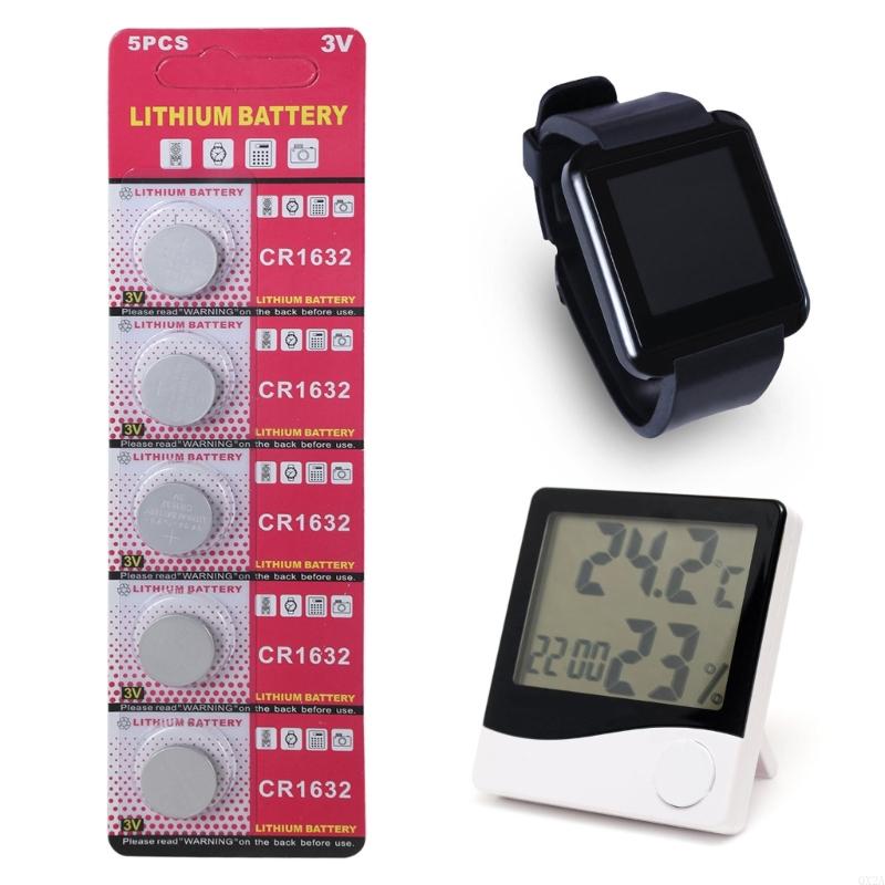QX2A 5Pcs 3V CR1632 Lithium Button Battery Coin Cell Button Watch Batteries For Toy