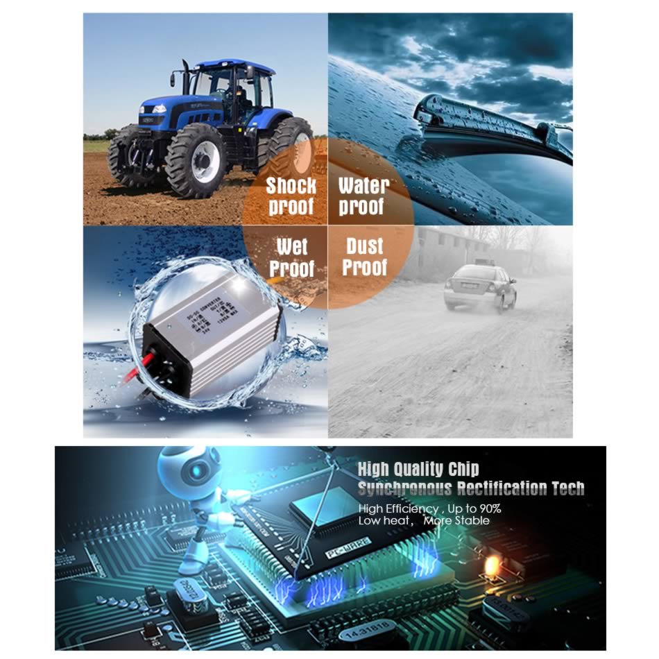 Auto DC 12V to DC 24V Step Up Converter Regulator Power Inverter Adapter 9V-20V Input for Car Vehicle Boat Truck Van Rerverse