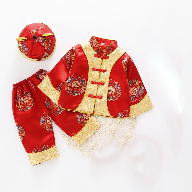 Traditional Chinese Styel Year Outfit Kids Baby Tops Pants Suit Tang Suit Hanfu Retro Embroidery Boy Girls Oriental Clothing: 1 / L