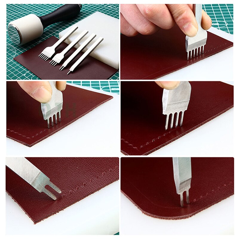 Leather Craft Tools Kit Hand Sewing Stitching Punch Carving Work Saddle Leathercraft Accessories 45/44/25/15PCS