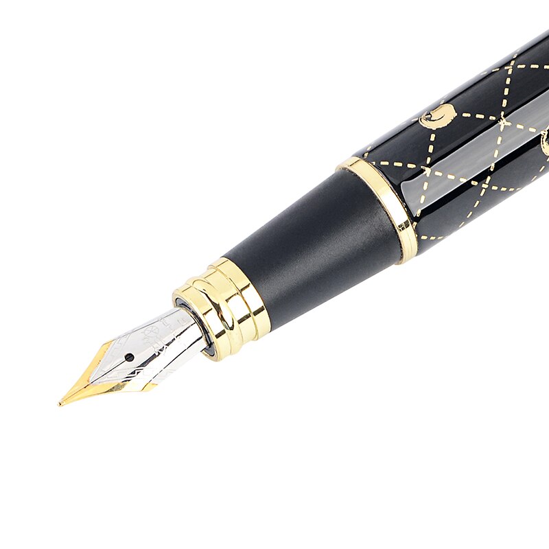 Jinhao 500 Iraurita 0.5mm Fine Nib Fountain Pens Grid Pattern Metal Writing Pen Tools Stationery for Student School Office