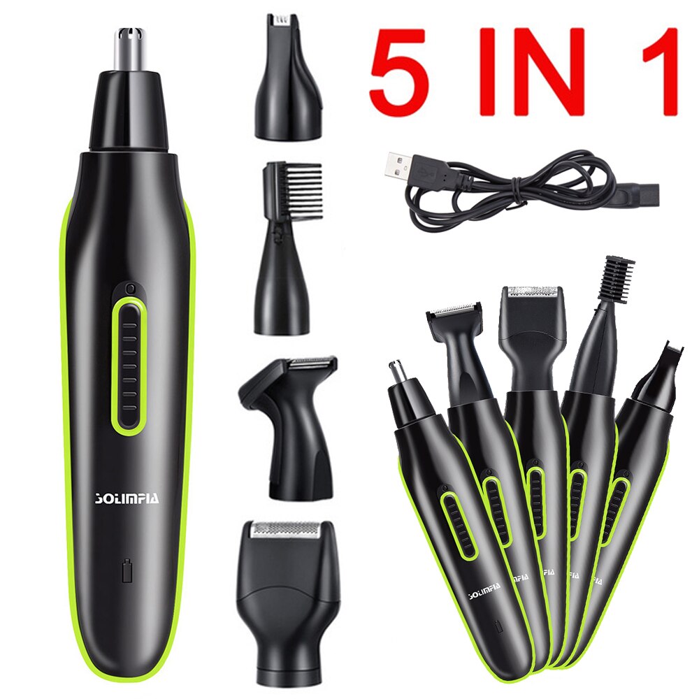 5 In 1 Draagbare Elektrische Neus En Oor Trimmer Voor Mannen Oplaadbare Neus Haar Verwijderen Clipper Wenkbrauw Baard Batterij Trimmer scheerapparaat