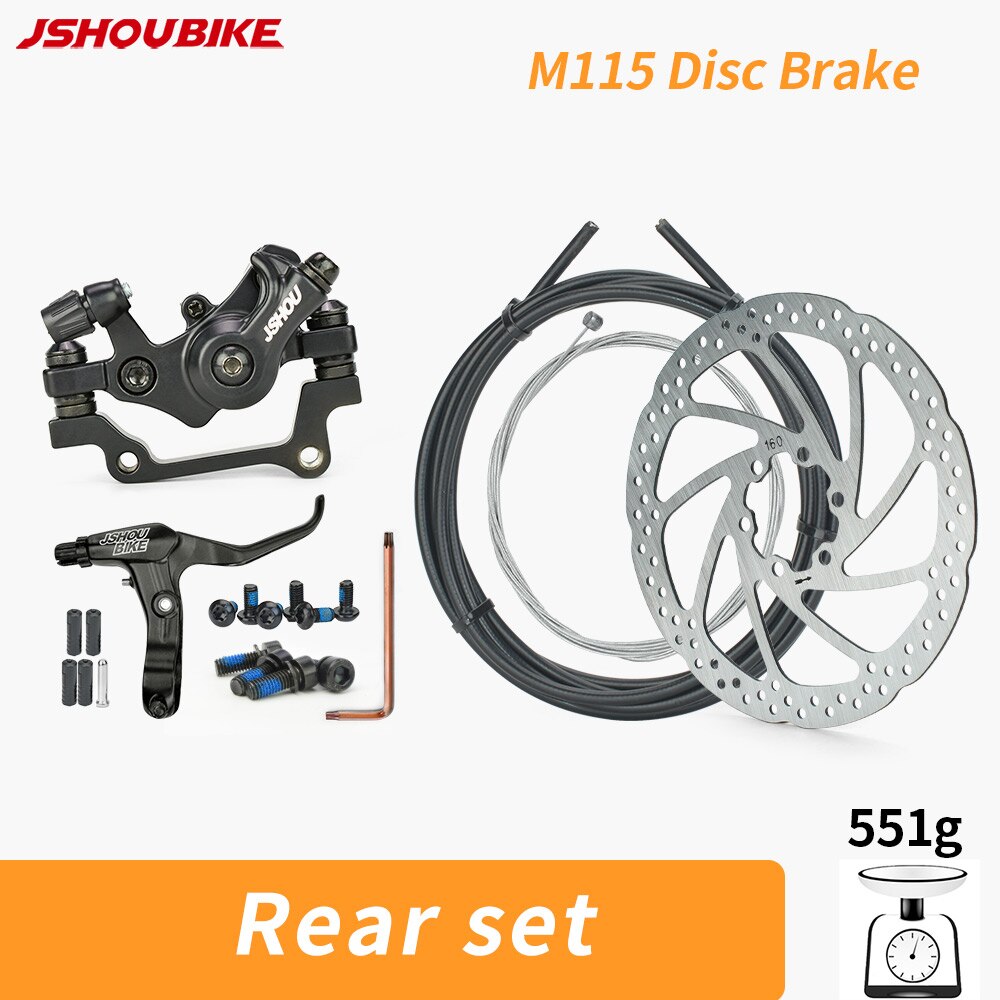 JSHOUBIKE M115 Mountain Bike Line Pull Flat Mount Dual Piston Mechanic Disc Brake 160mm Disc Brake Caliper MTB Accessories: Rear set