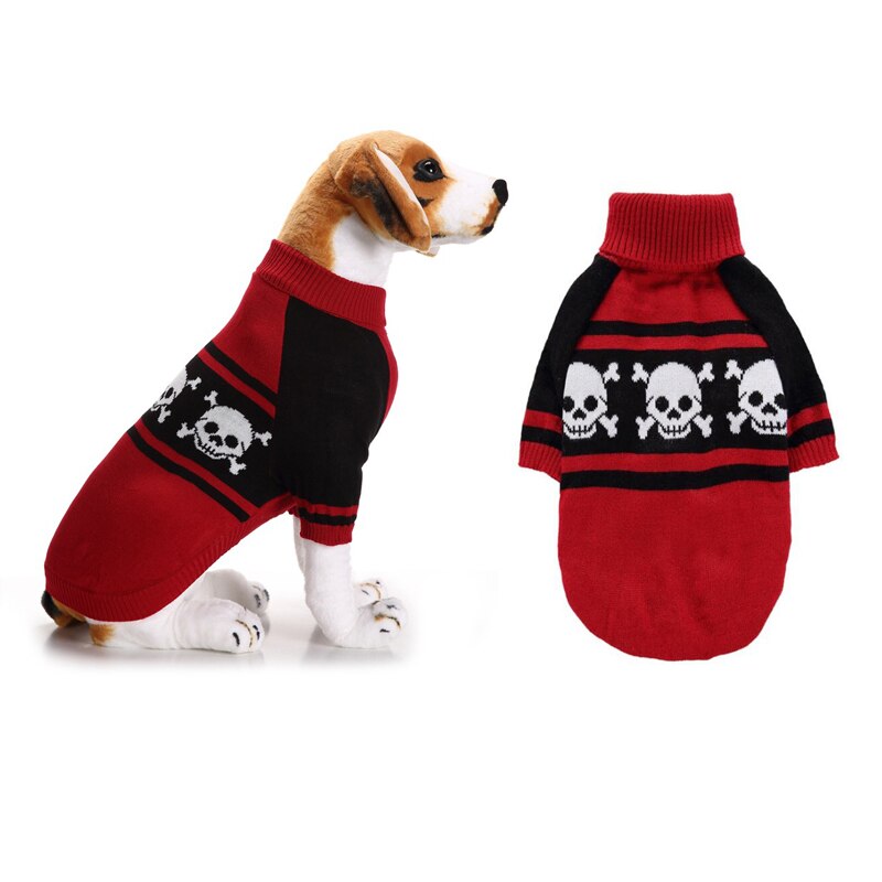Dödskalle tröja för husdjur halloween tröja för chihuahua ropa de perro turtleneck hund tröjor höst vinter varma husdjur kläder hund