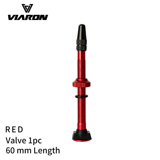 VIARON 2PCS 40/60mm Fahrrad F/V prasta Tubeless Reifen Ventil Rennrad MTB Reifen Luft ventil Legierung Ventil Kappe Für fahrrad Teile: 60mm red 1pc