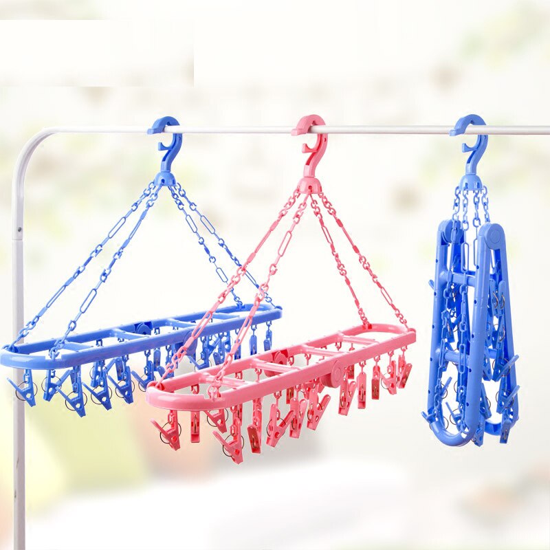 Multifunctionele vouwen hangers voor kleding plastic hanger kleding rek sokken ondergoed hanger 20 clips