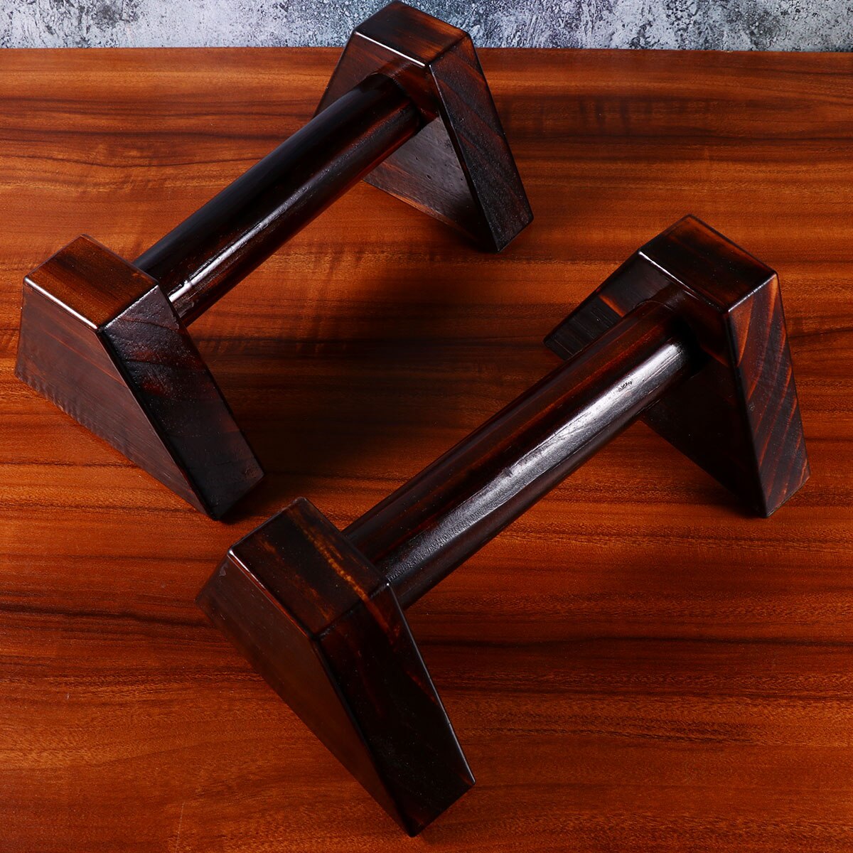 1 Pair Carbide Wood Push-up Bracket Practical Press-ups Support Fitness Equipment for Home Gymnasium (Coffee)