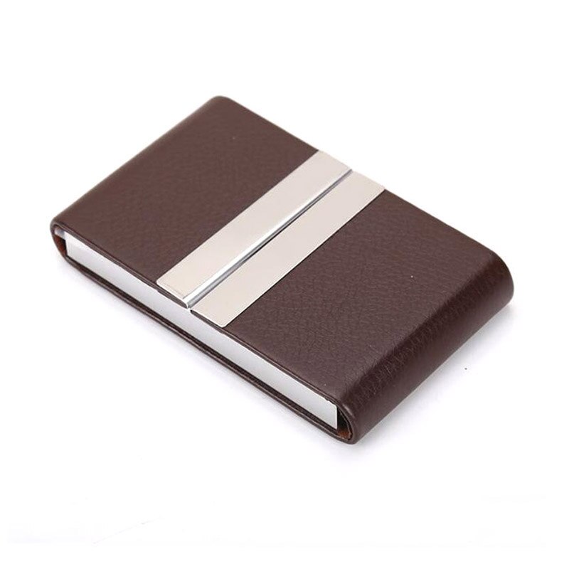 PU Leather Business Card Holder For Man Aluminum Bank Credit Card Case Protection RFID Blocking Organizer