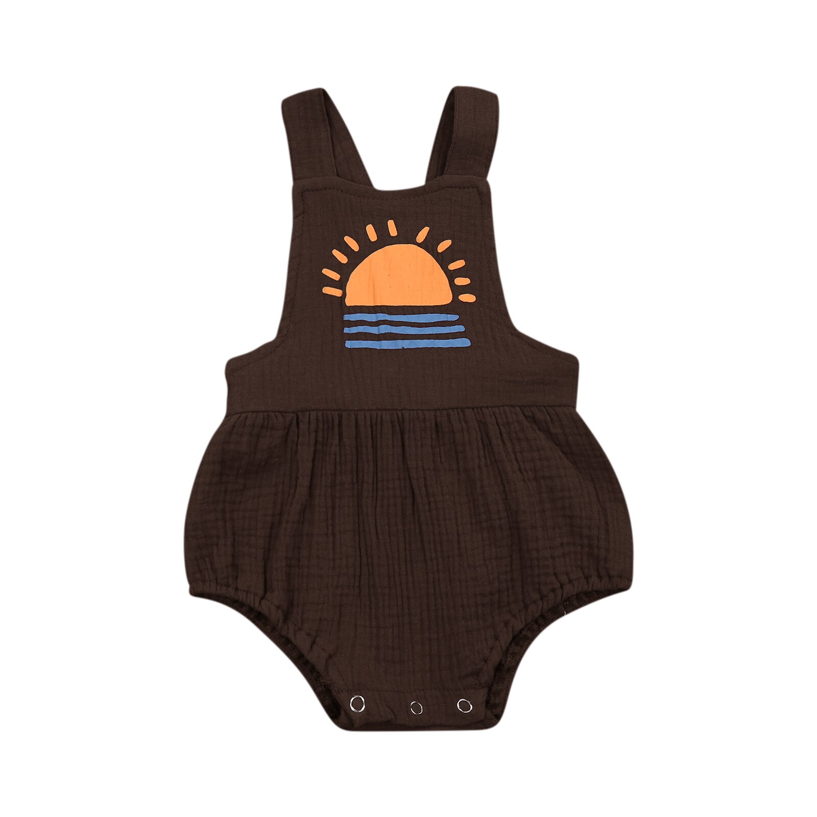 FOCUSNORM 0-24M Newborn Baby Girls Boys Romper Suspender Pattern Printed One-piece Lovely Jumpsuits: Brown / 24M